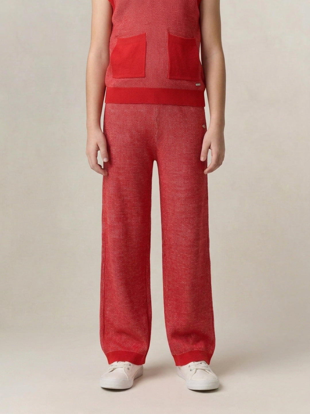 Elle Girls Red Printed Regular Fit Pure Cotton Trouser