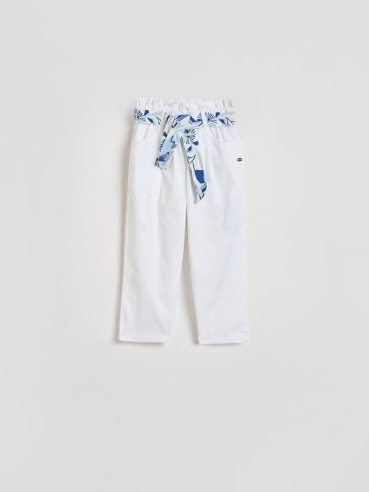 ELLE Girls White Flat front Trouser