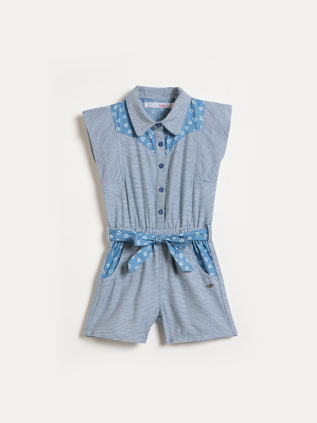 ELLE Girls Blue Printed Playsuit