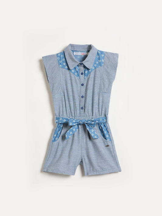 ELLE Girls Blue Printed Playsuit