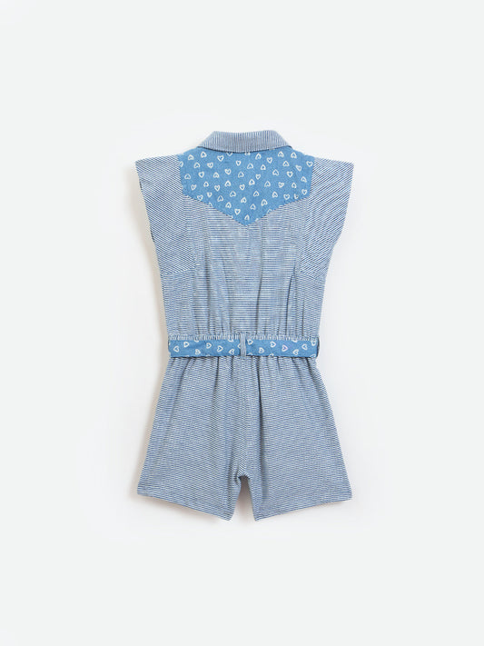 ELLE Girls Blue Printed Playsuit