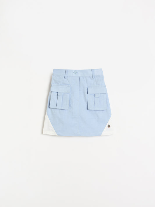 Elle Girls Solid Blue Skirt