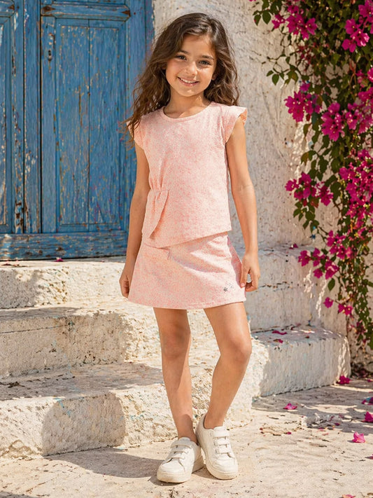 ELLE Girls Peach Printed Skirt