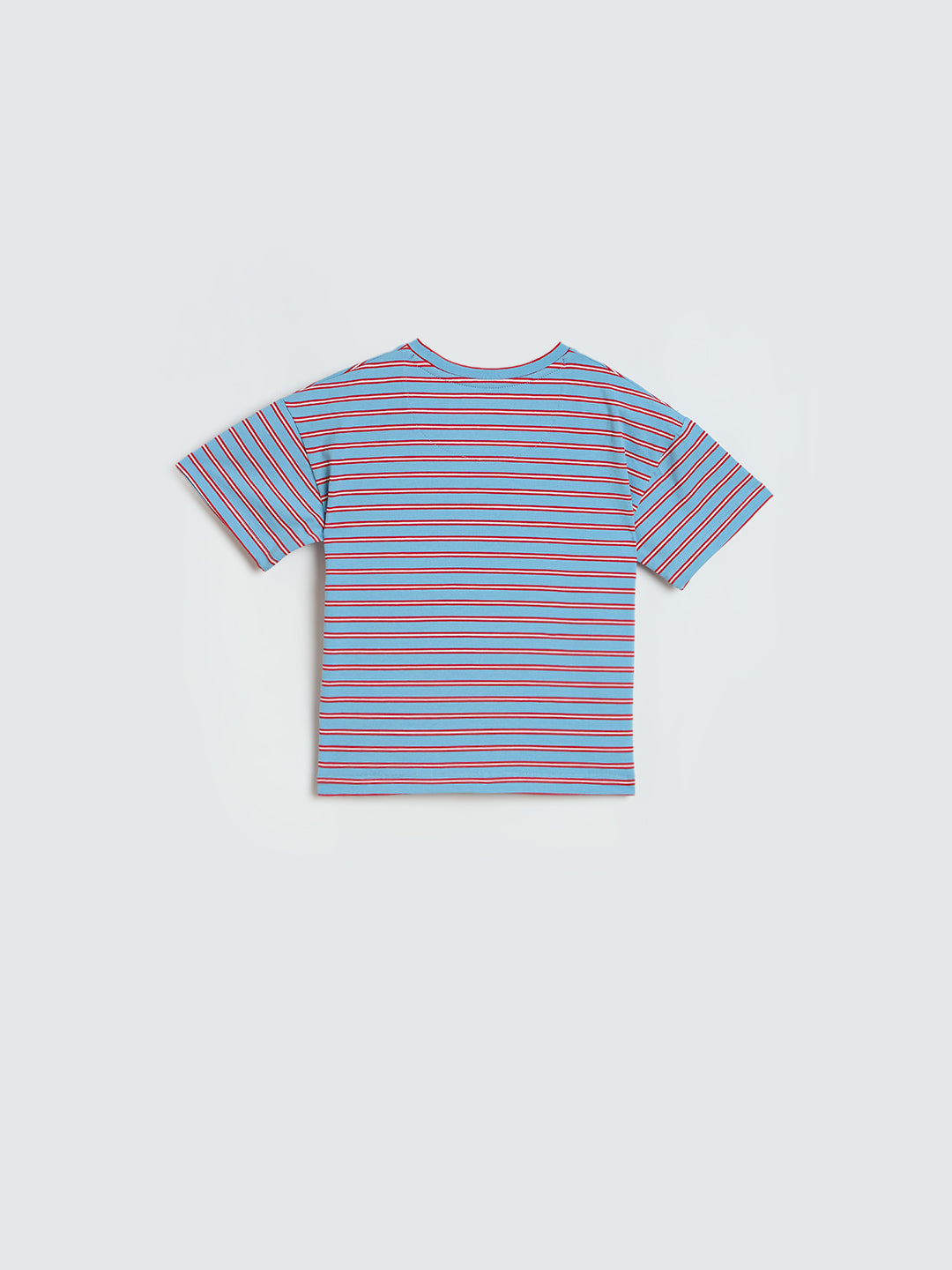 ELLE Girls Blue Striped Round Neck T-Shirt