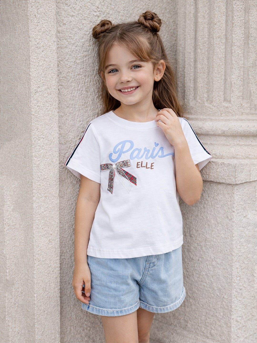 Elle Girls White Printed Boxy Fit Pure Cotton T-Shirt
