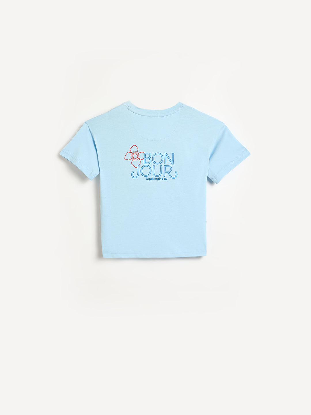 ELLE Girls Blue Relaxed Fit Round Neck T-Shirt