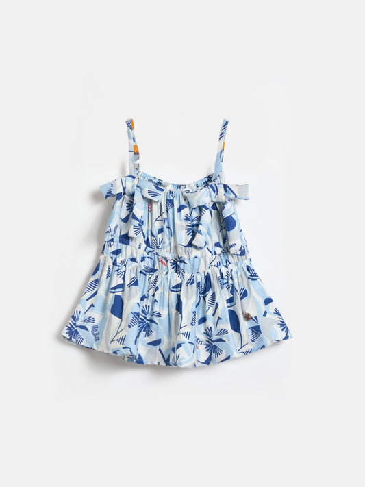 ELLE Girls Blue Printed Strappy Style Relaxed Fit Top