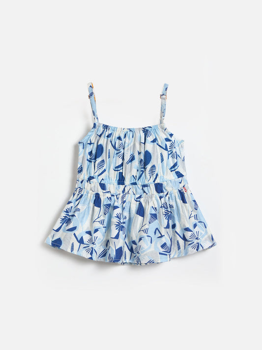 ELLE Girls Blue Printed Strappy Style Relaxed Fit Top