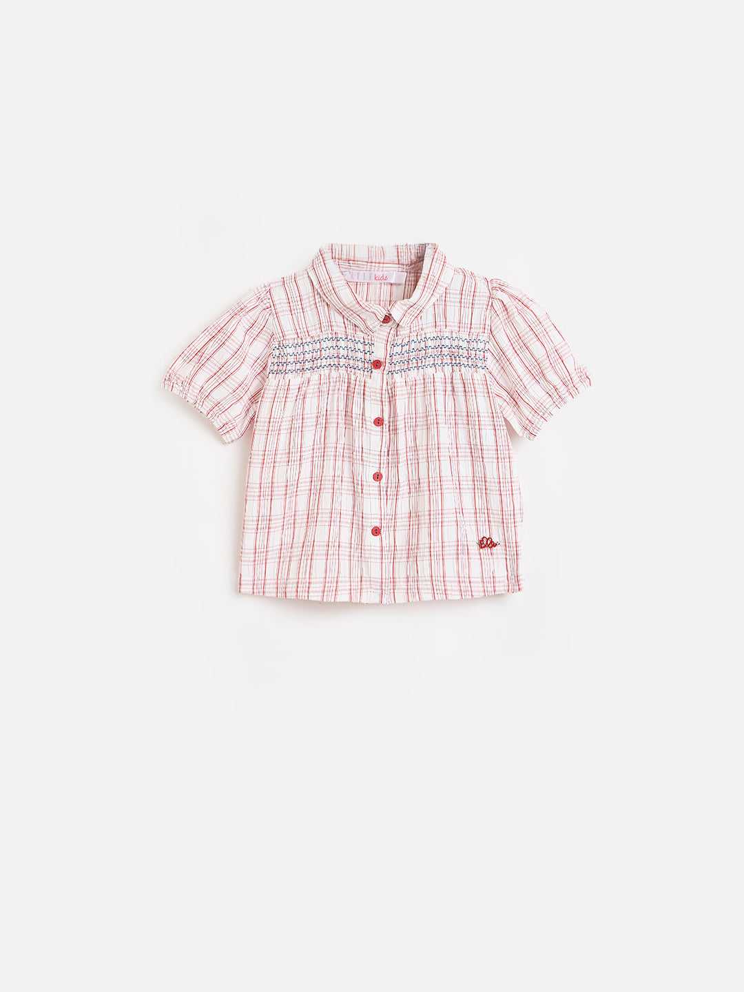 ELLE Girls Red Checked Shirt Collar Top