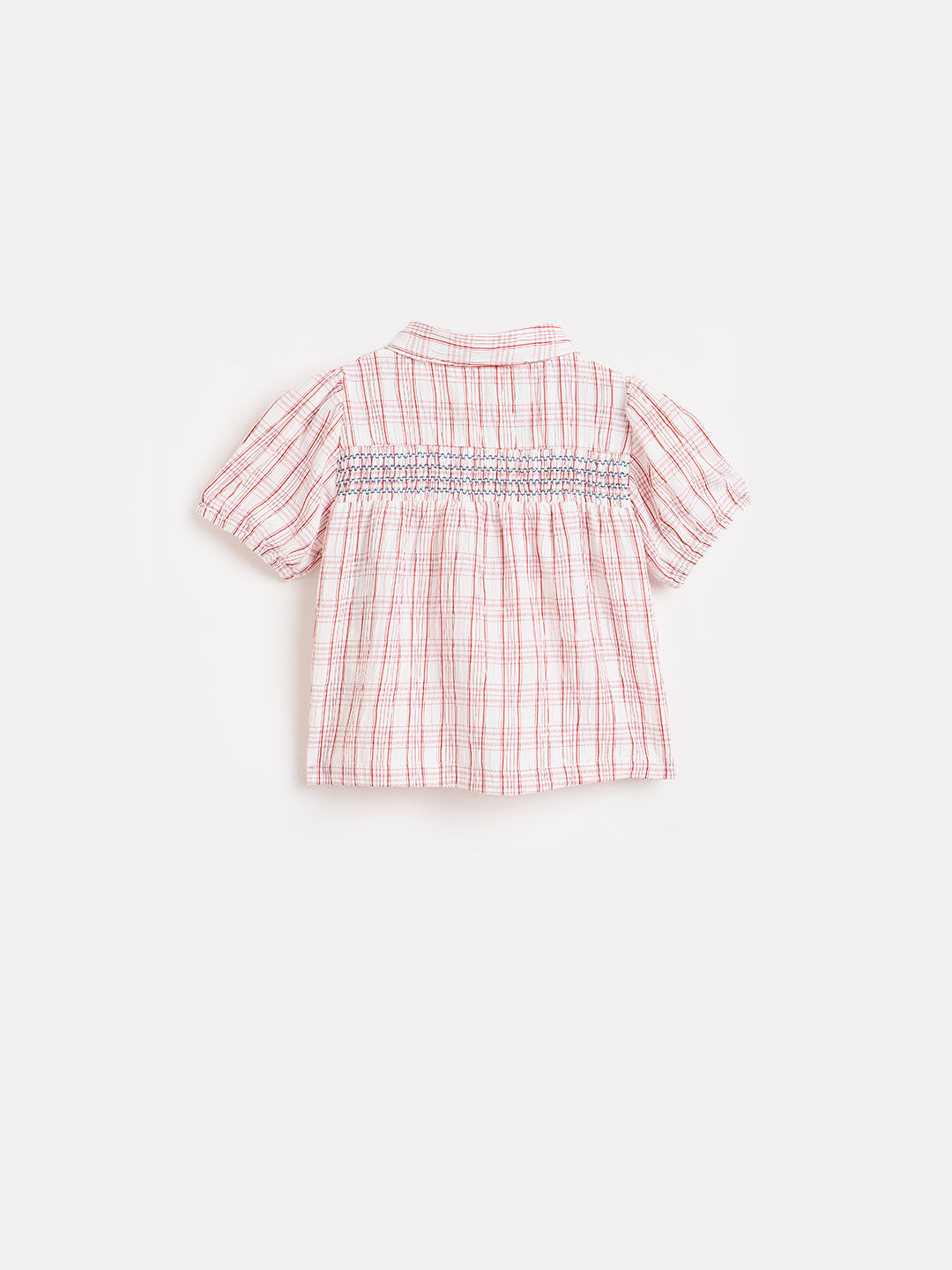 ELLE Girls Red Checked Shirt Collar Top