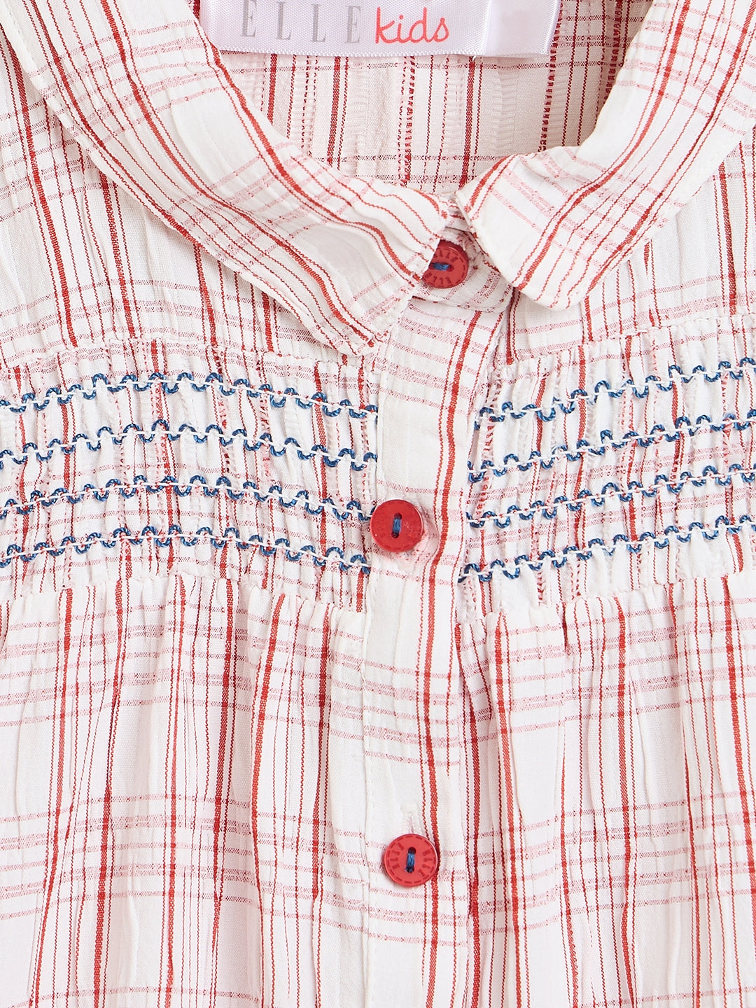 ELLE Girls Red Checked Shirt Collar Top