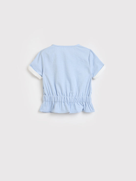 ELLE Girls Sky Blue Round Neck Top