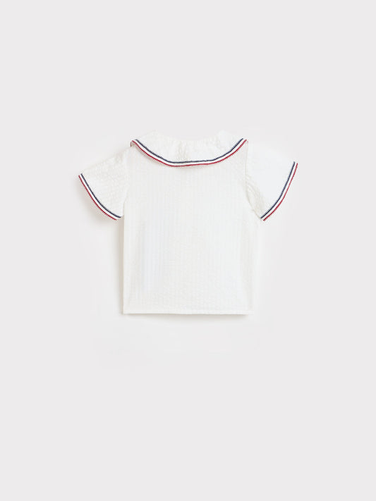 ELLE Girls White Stylised Neck Top