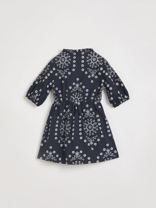 ELLE Girls Black Printed Midi Dress