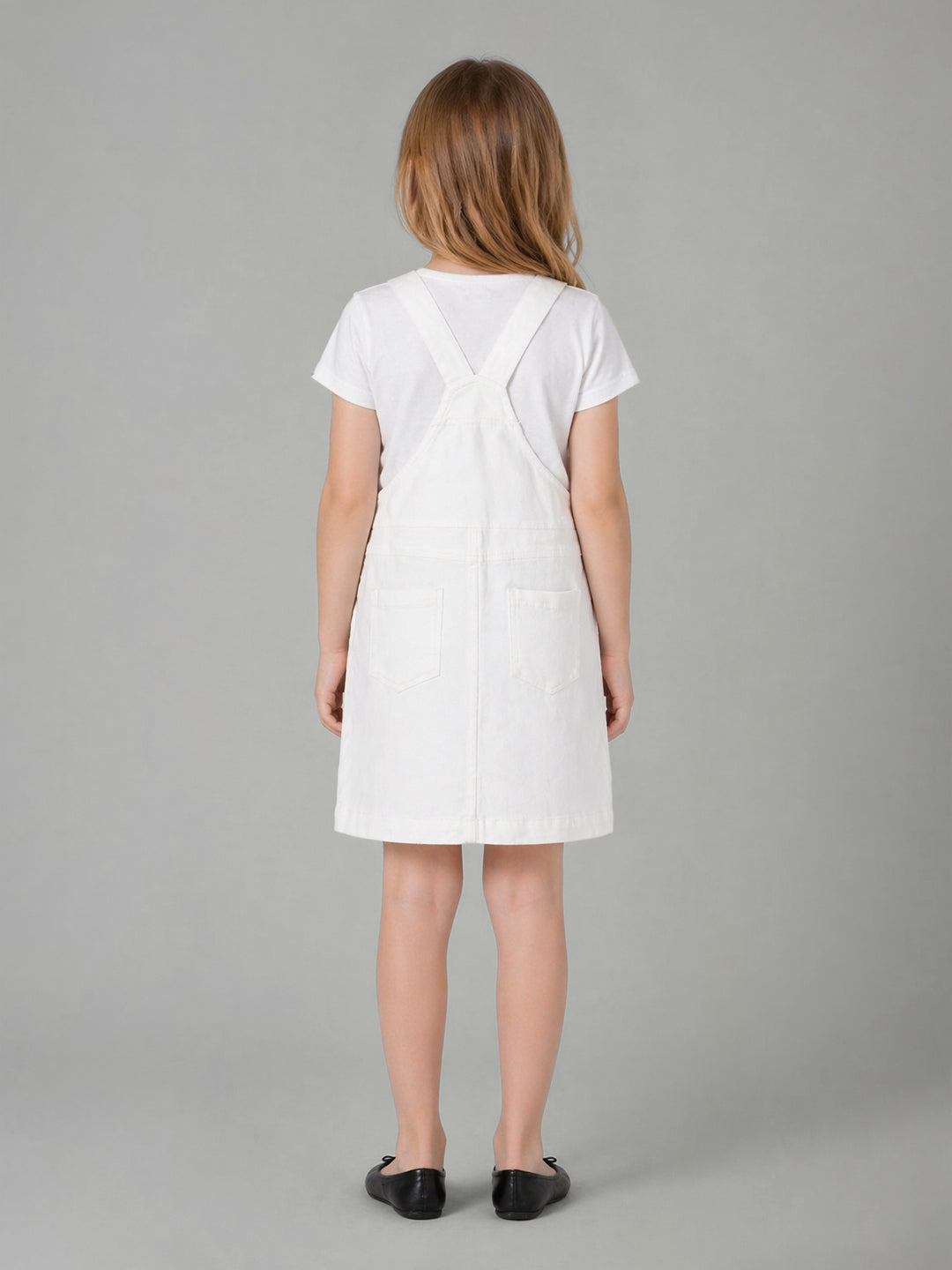 Elle Girls White Printed Regular Fit Dress