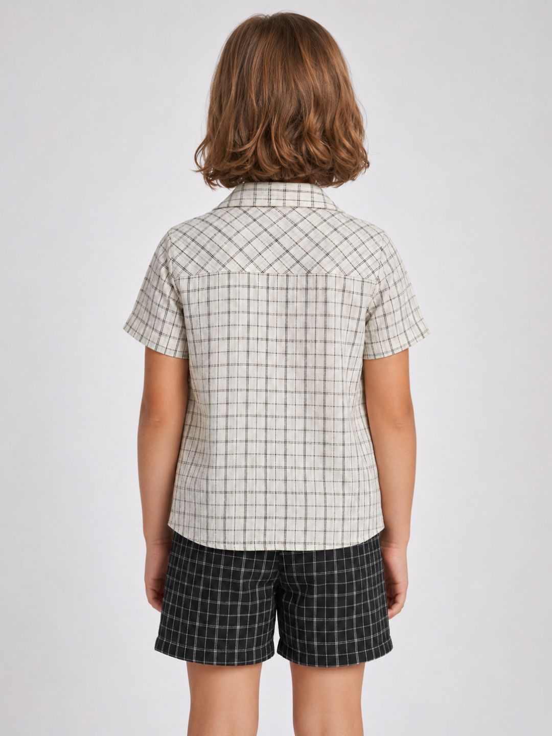 Elle Girls White Checked Regular Fit Pure Cotton Top