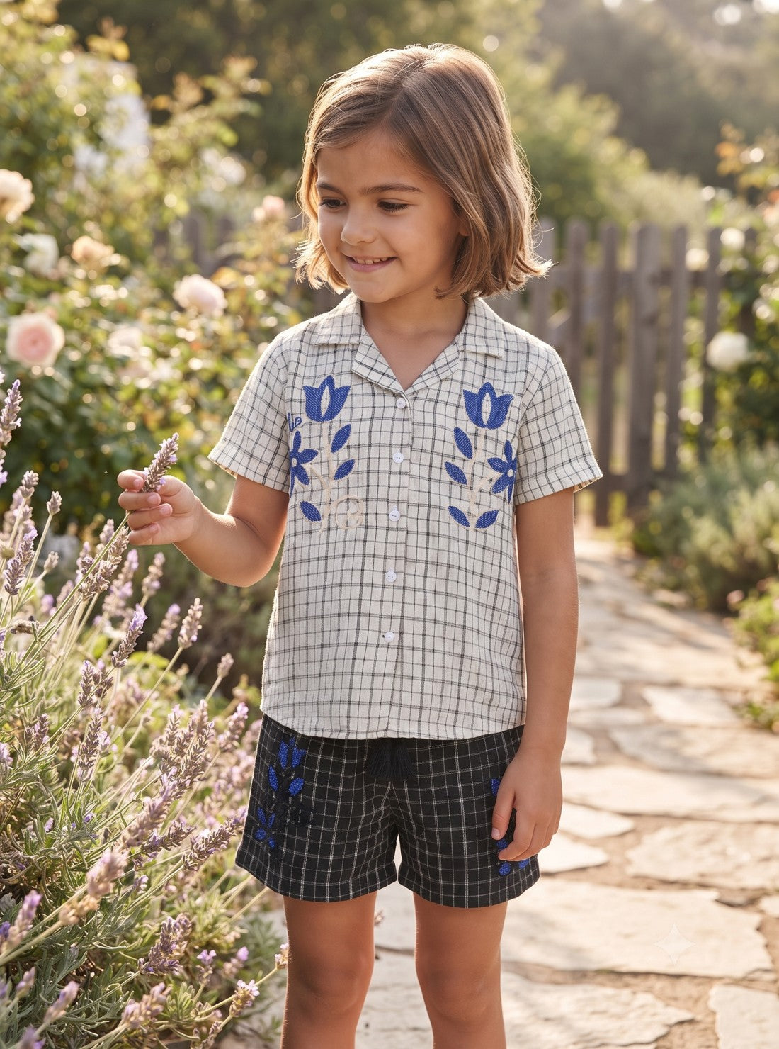 Elle Girls White Checked Regular Fit Pure Cotton Top