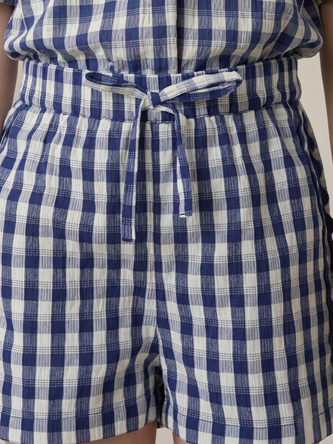 Elle Girls Blue Checked Regular Fit Shorts