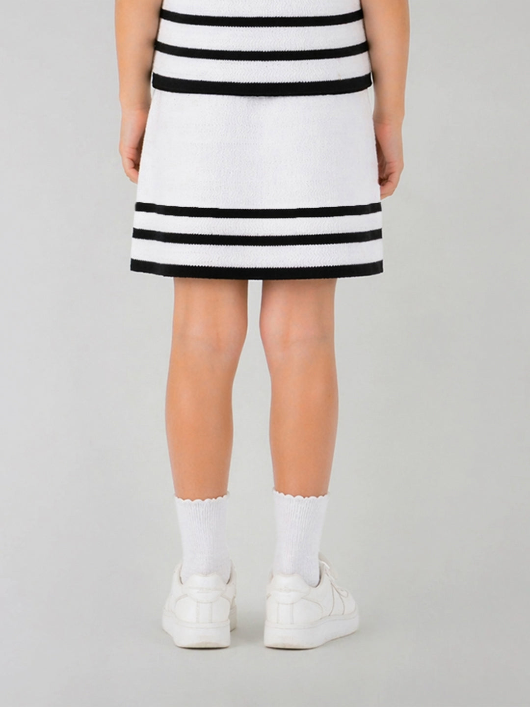 Elle White Cotton Knitted Girls Skirt