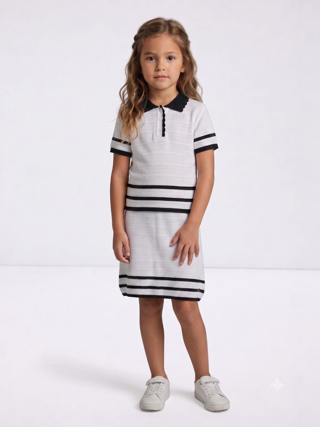 Elle Girls White Textured Regular Fit Pure Cotton T-Shirt