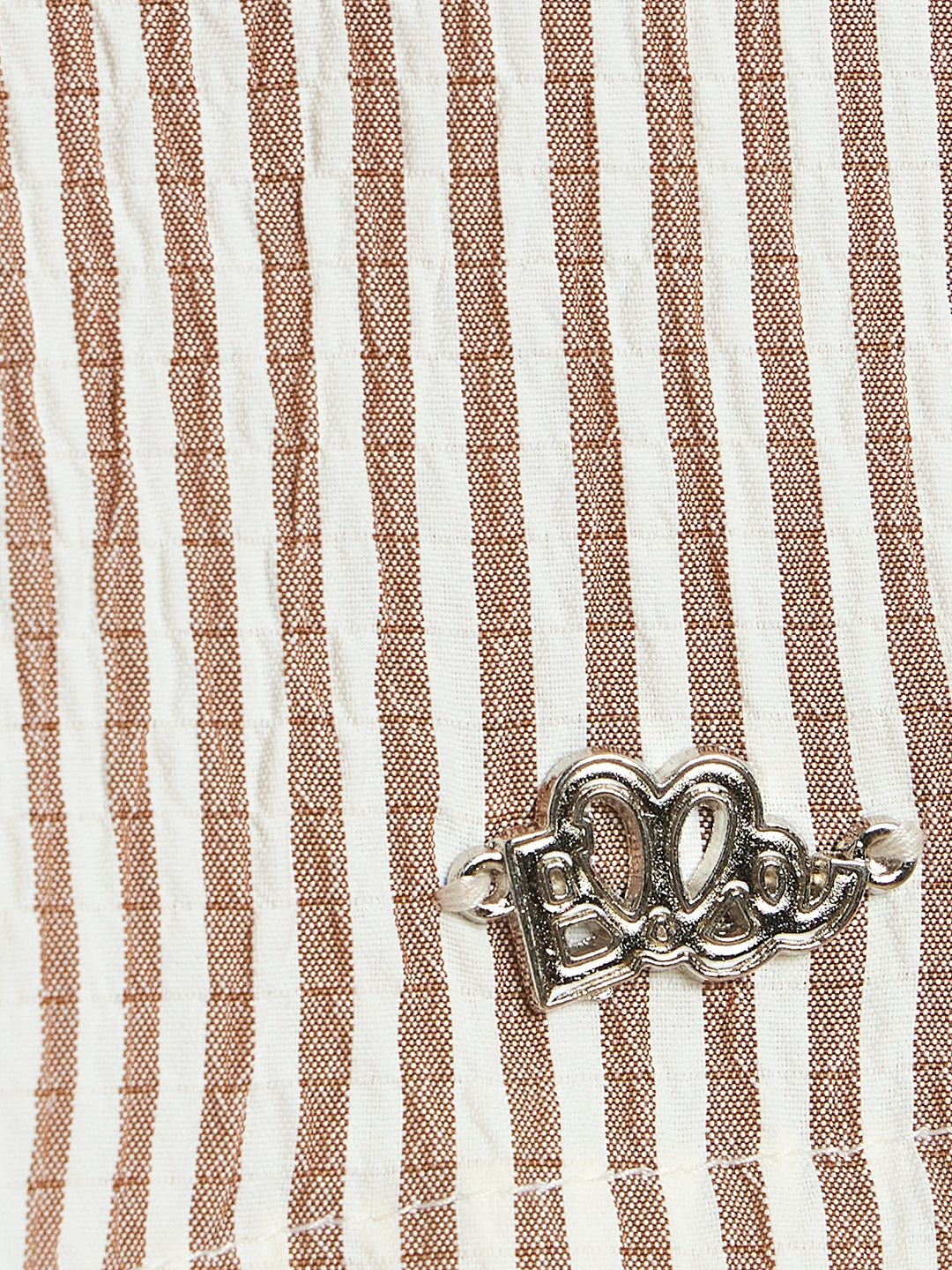 ELLE Girls Beige Woven Design Square Neck Dress