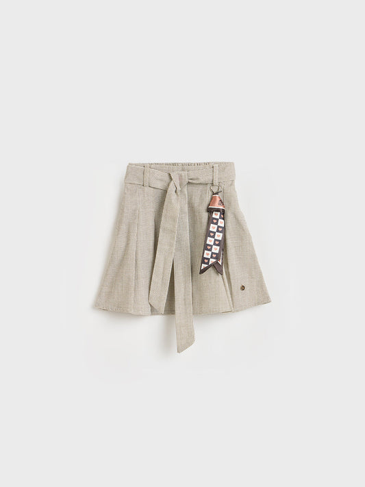 ELLE Girls Beige Printed Skirt