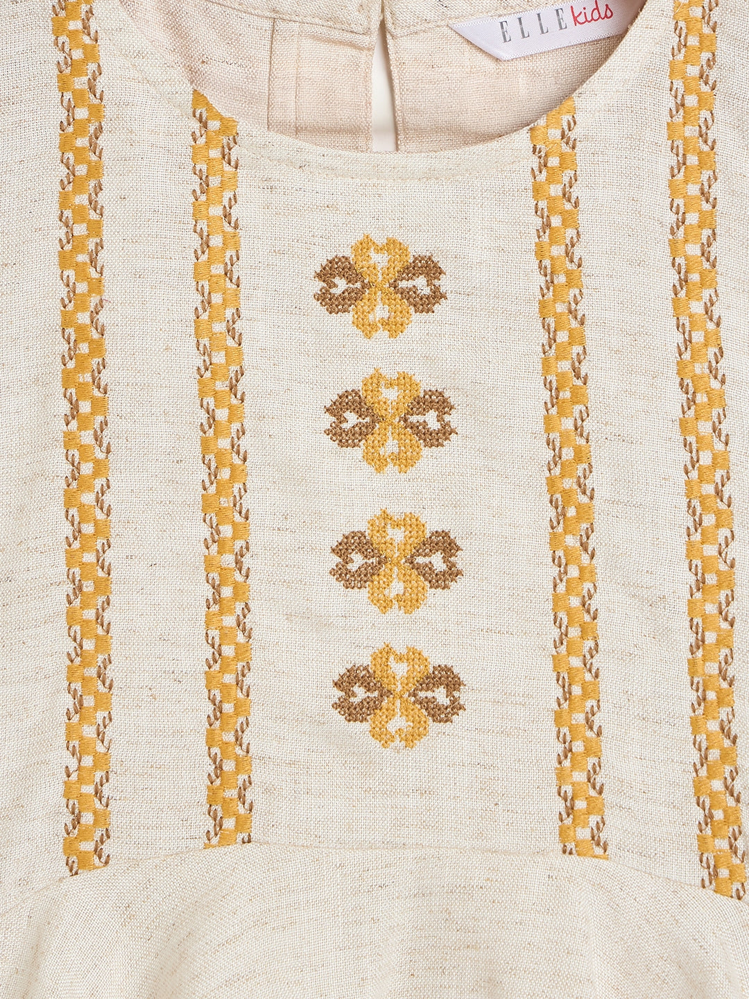 ELLE Girls Beige Embroidered Top