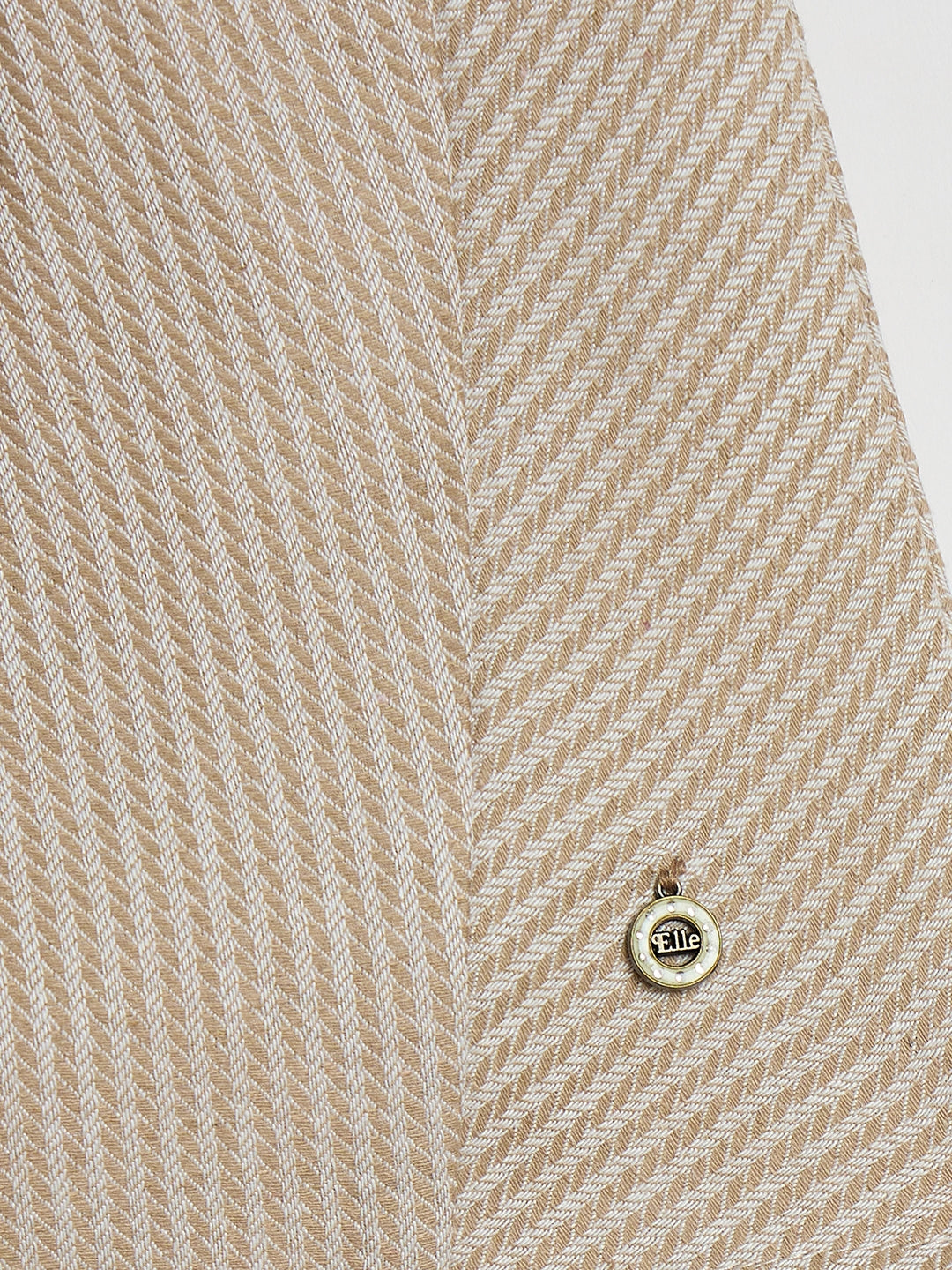 ELLE Girls Beige Striped Round Neck Top