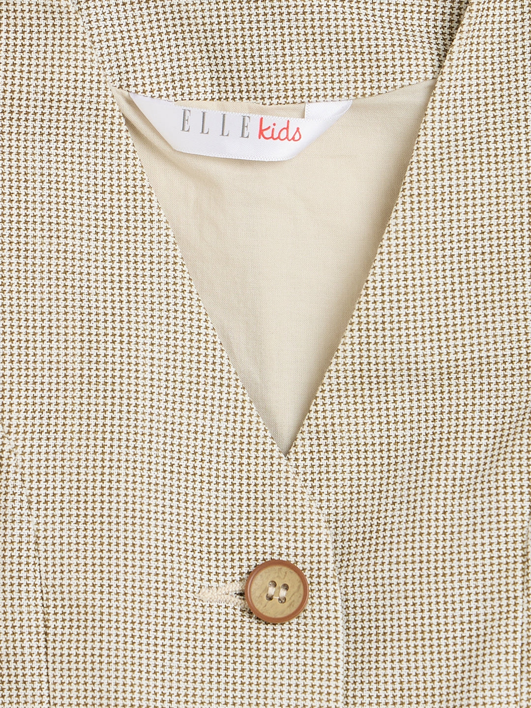 ELLE Girls Beige Printed V-Neck Waistcoat