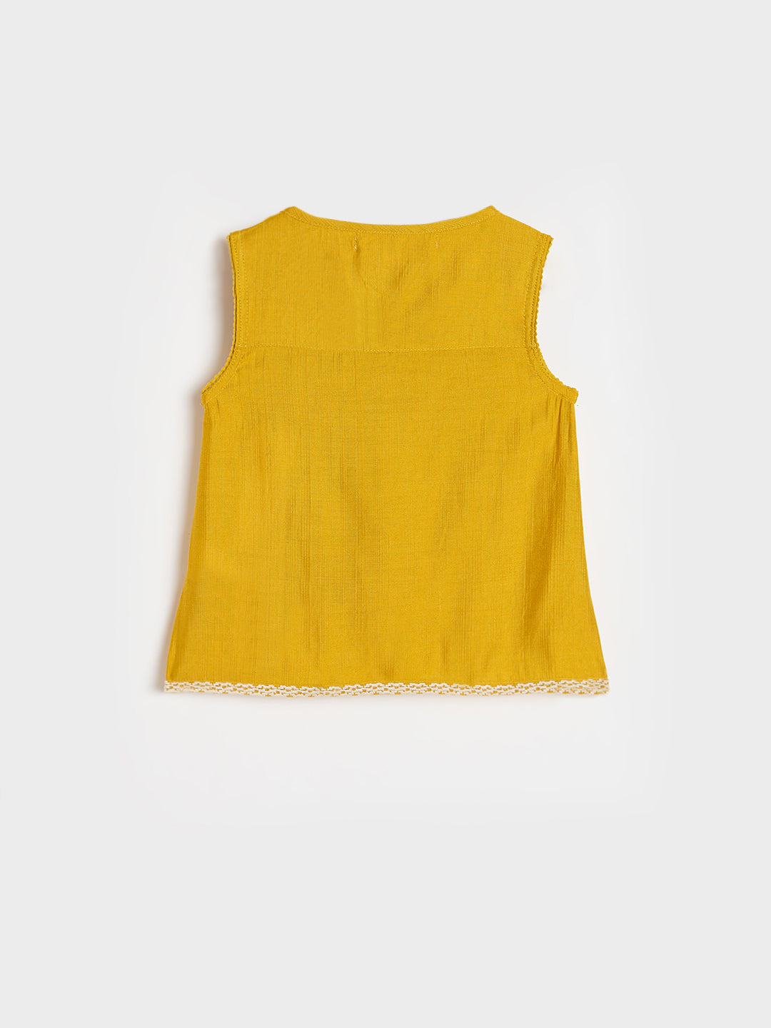 ELLE Girls Mustard Yellow Printed Round Neck Top