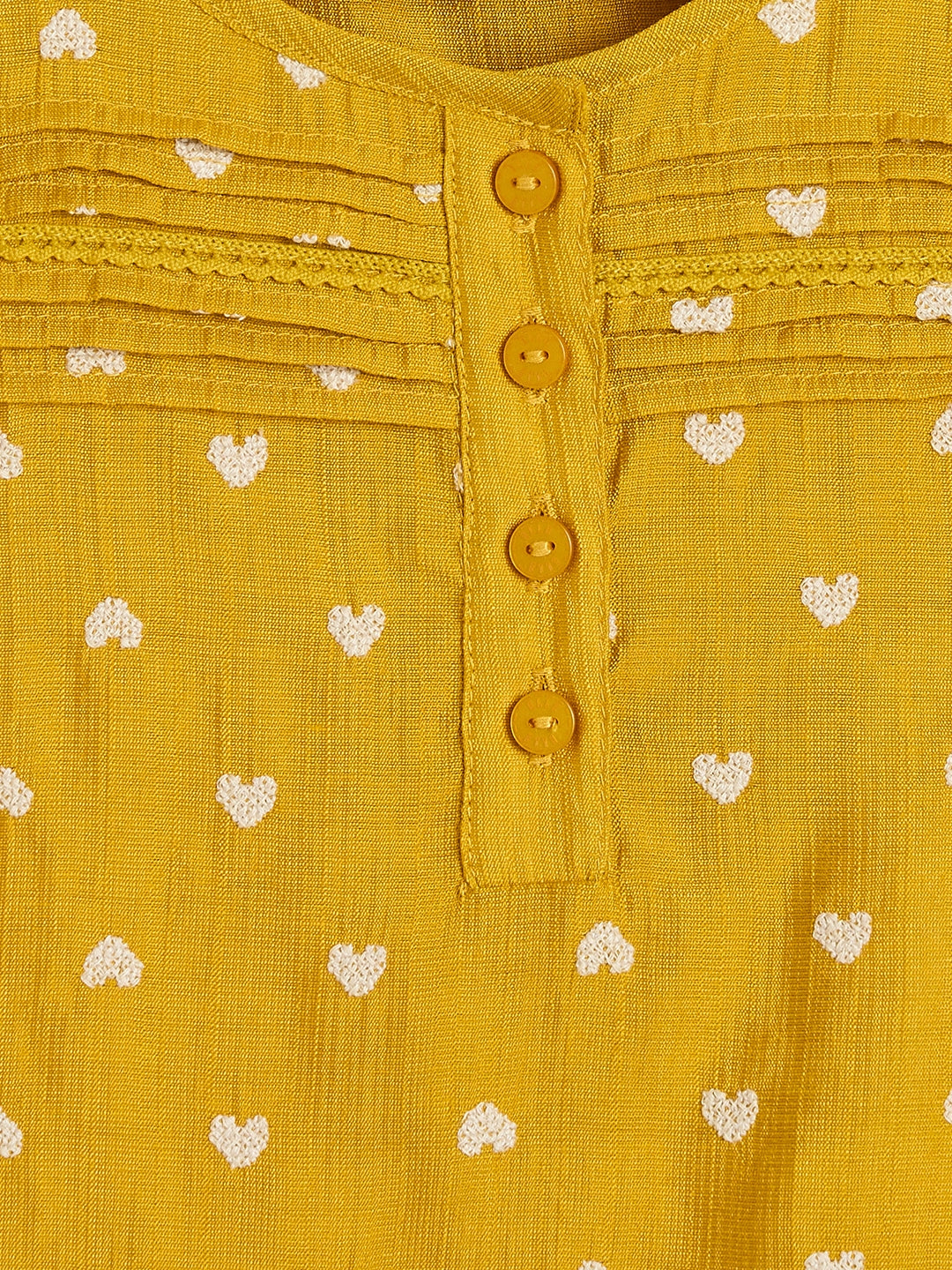 ELLE Girls Mustard Yellow Printed Round Neck Top