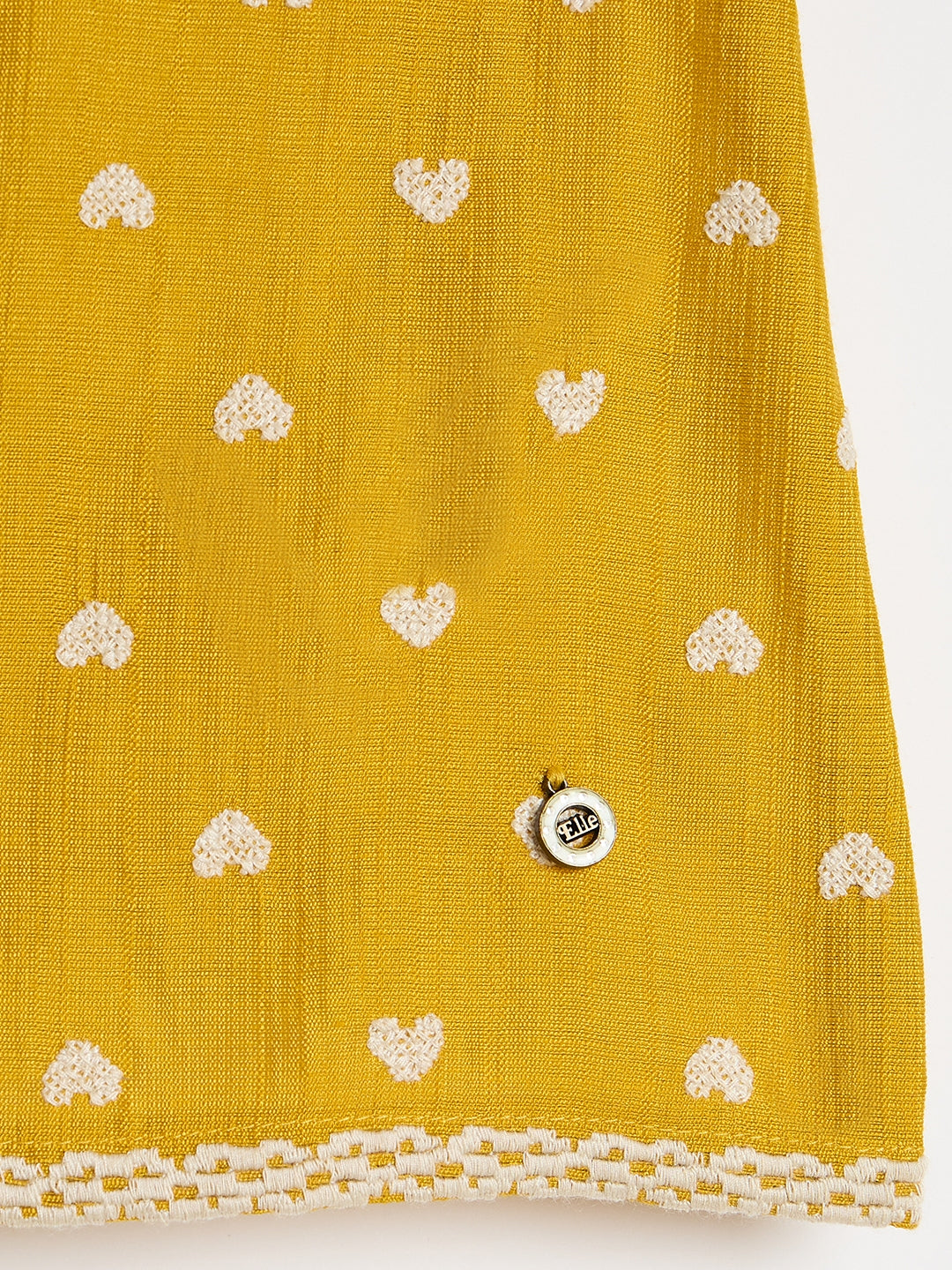 ELLE Girls Mustard Yellow Printed Round Neck Top