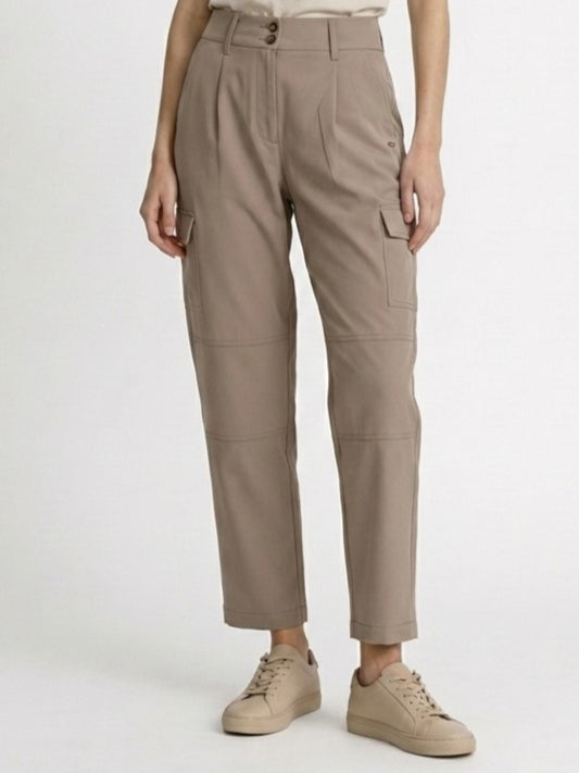 Elle Women Beige Relaxed Fit High Rise Cargo Pants