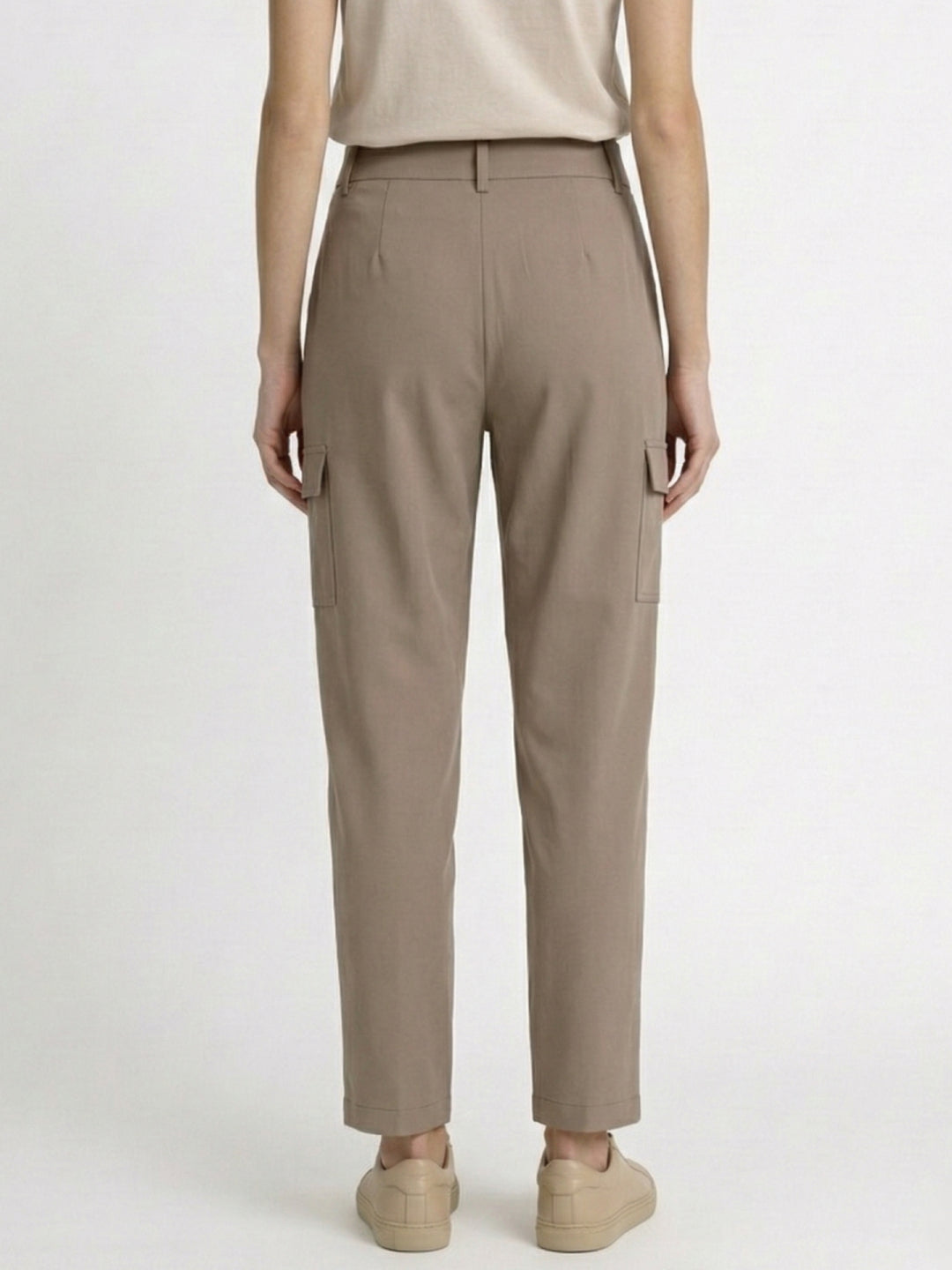 Elle Women Beige Relaxed Fit High Rise Cargo Pants