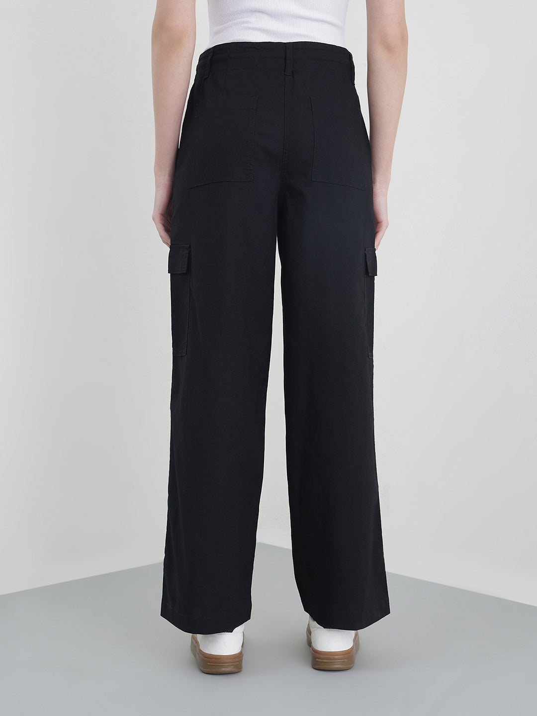 ELLE Women Black Solid Cargo