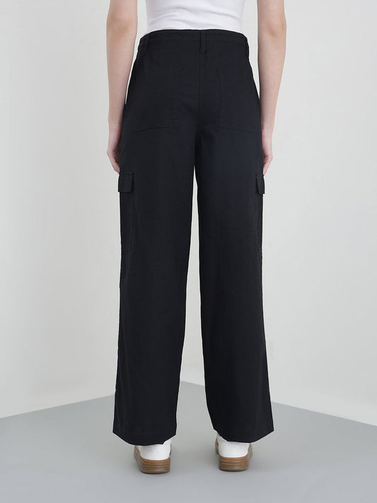 ELLE Women Black Solid Cargo