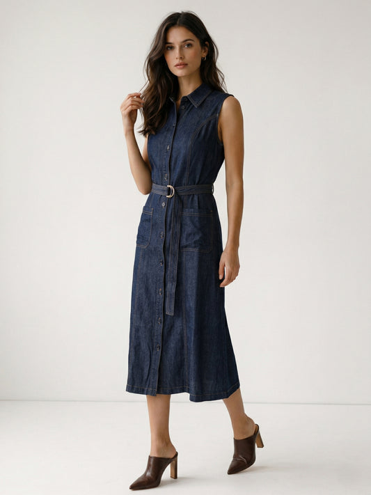 Elle Women Blue Flared Fit Dress