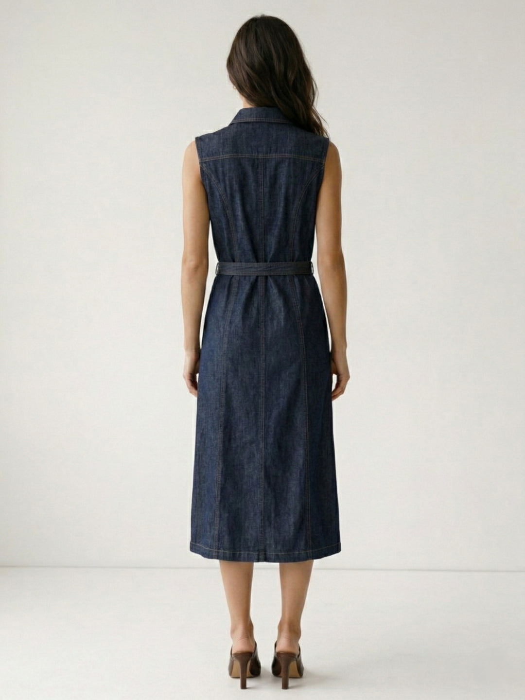 Elle Women Blue Solid Fit & Flared Dress