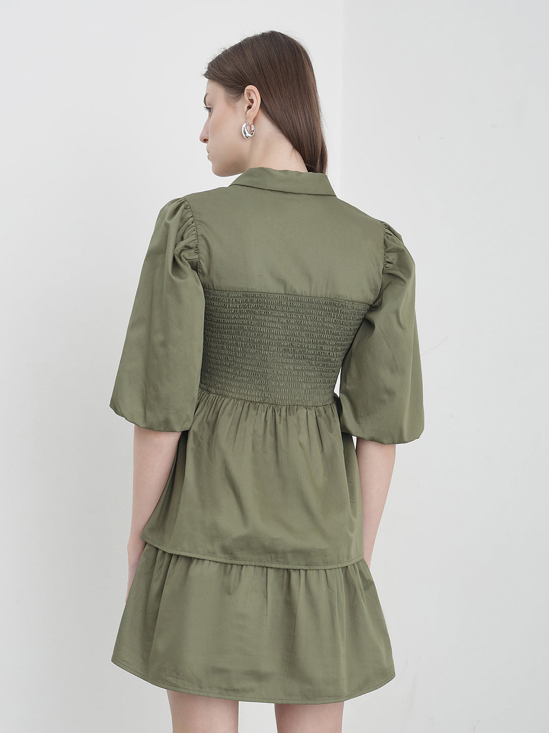 ELLE Women Green Solid Dress