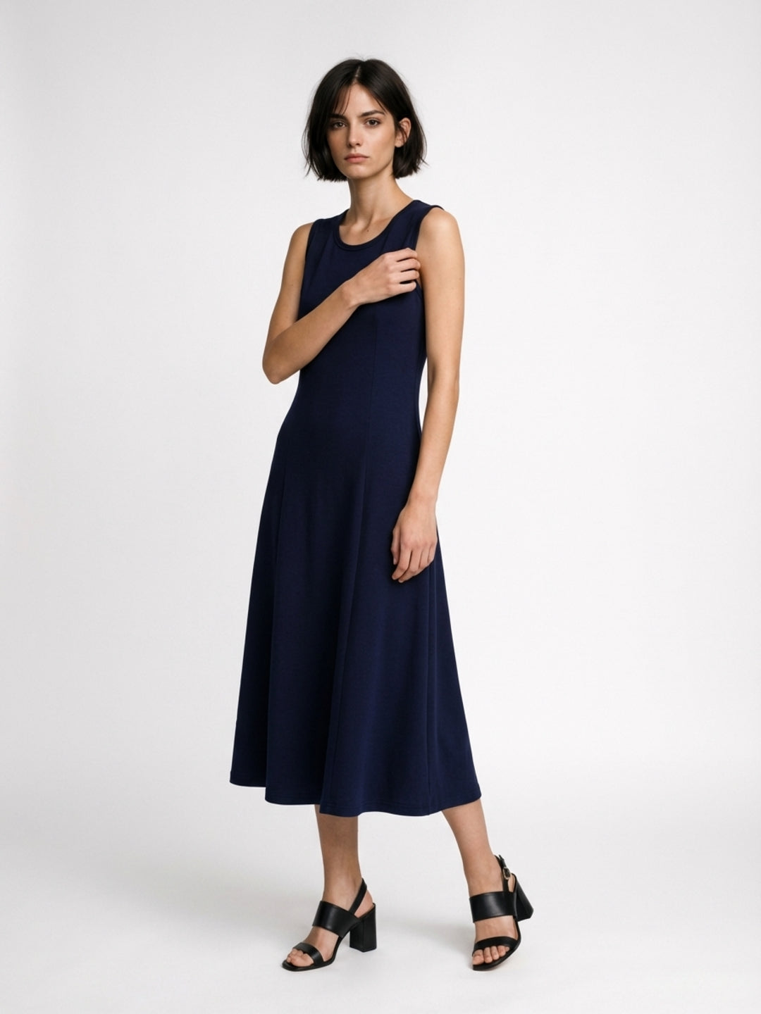 Elle Women Blue Solid Fit & Flared Dress