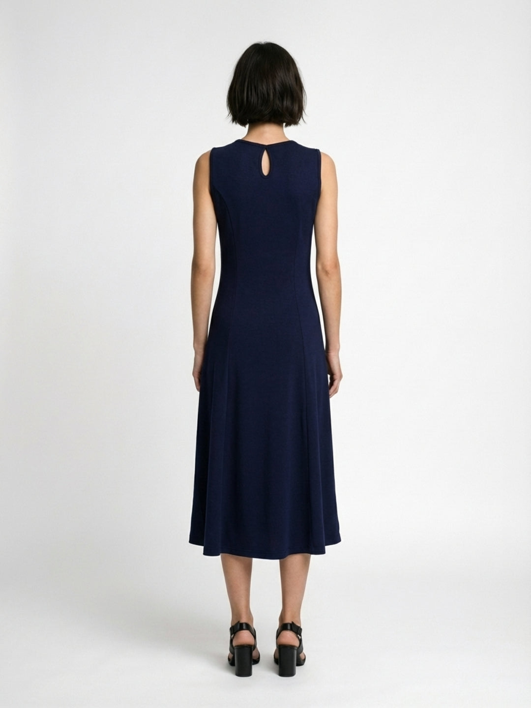 Elle Women Blue Solid Fit & Flared Dress