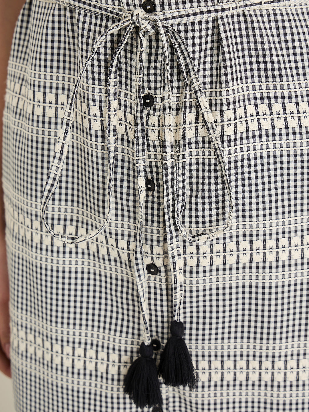 ELLE Women Black Checked Shirt Collar Dress