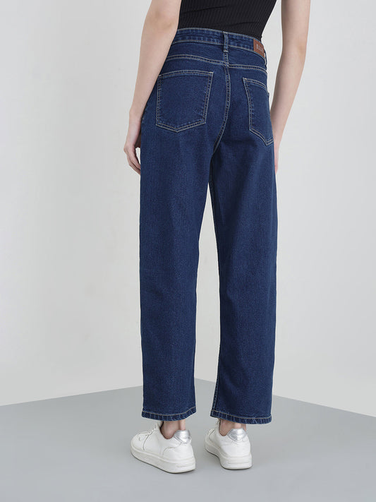 ELLE Women Blue Solid Mom Fit Jeans