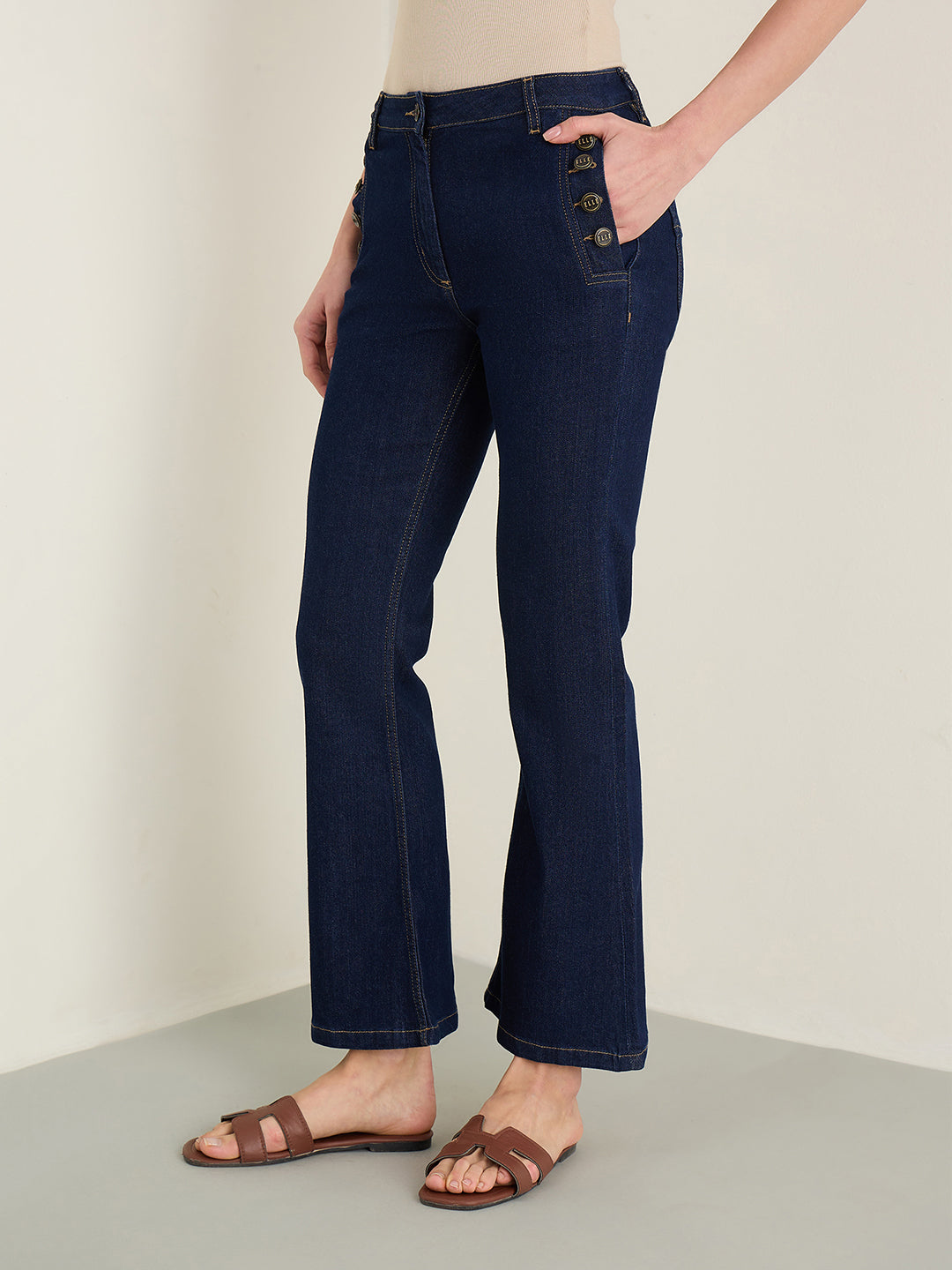 ELLE Women Dark Blue Bootcut Fit Jeans