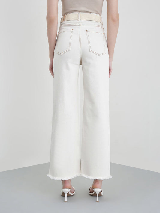 ELLE Women White Solid Flared Fit Jeans