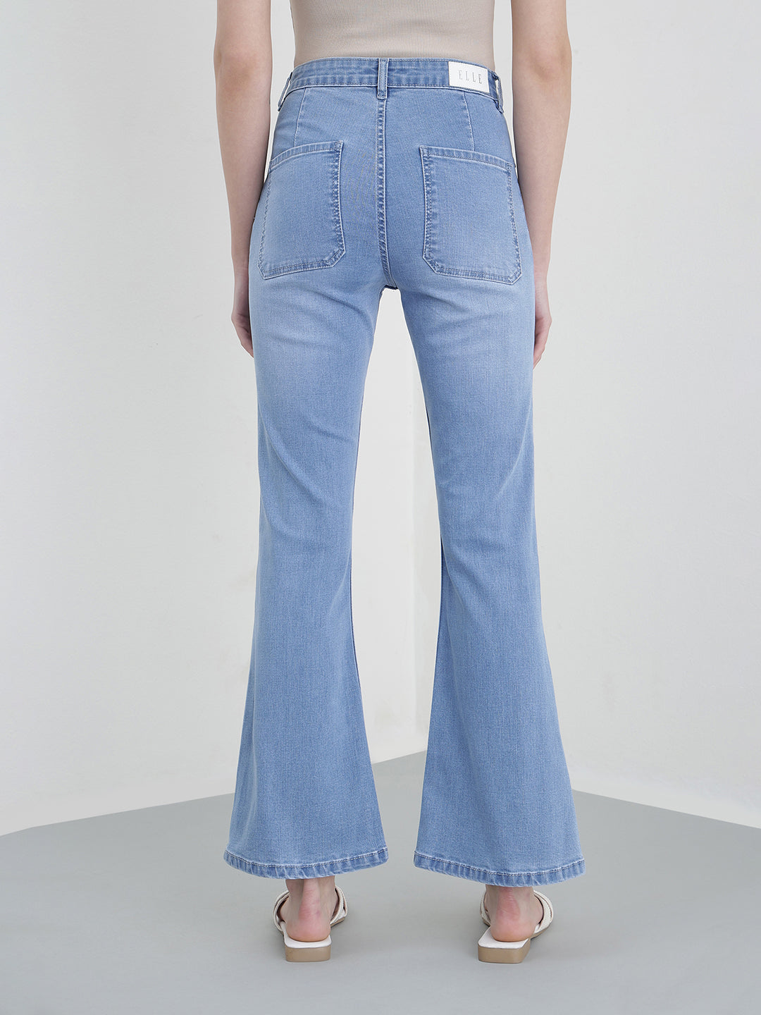 ELLE Women Blue Solid Bootcut Fit Jeans