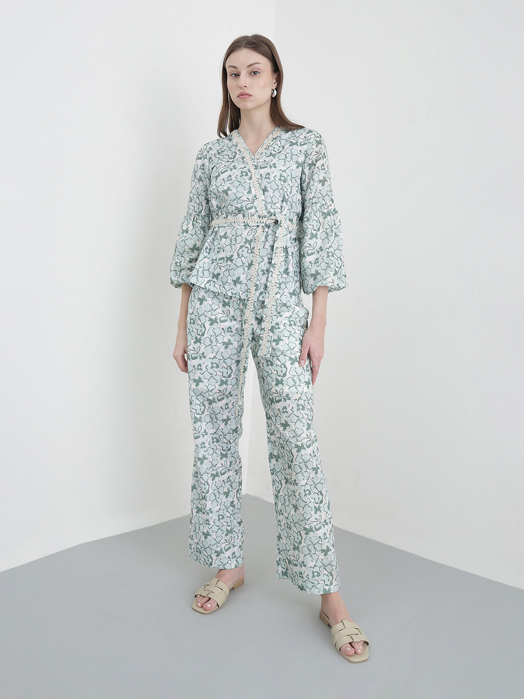 ELLE Women Green Printed Pants