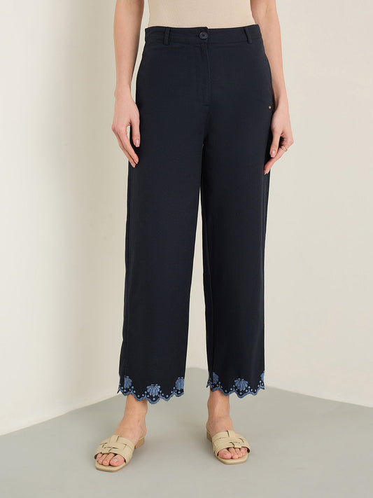 ELLE Women Navy Blue Pant