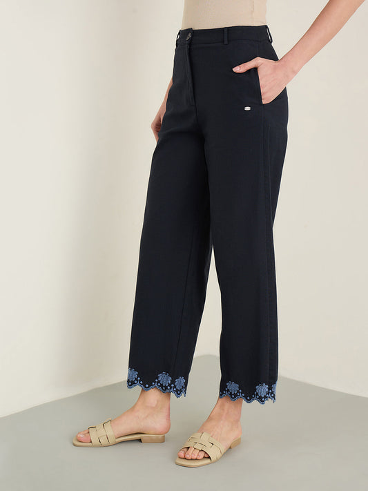ELLE Women Navy Blue Pant