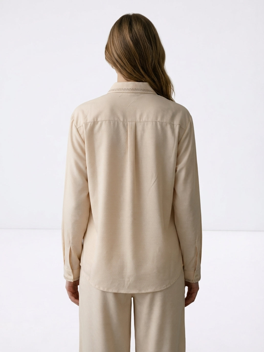 Elle Women Beige Solid Relaxed Fit Shirt